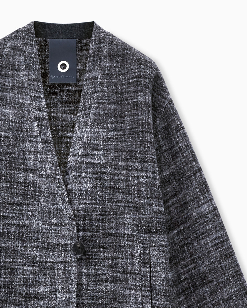 LONG SINGLE-BREASTED DOUBLE WOOL COAT WITH CHECK PATTERN 5