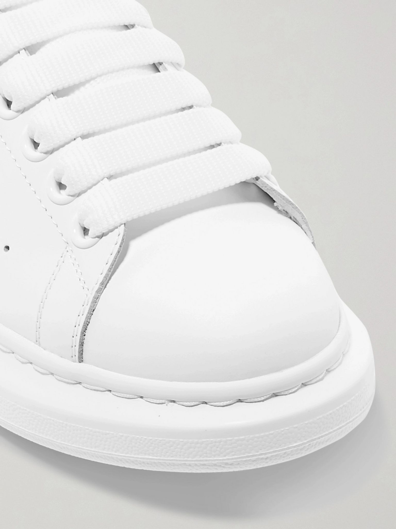 Suede-trimmed leather exaggerated-sole sneakers White - 4