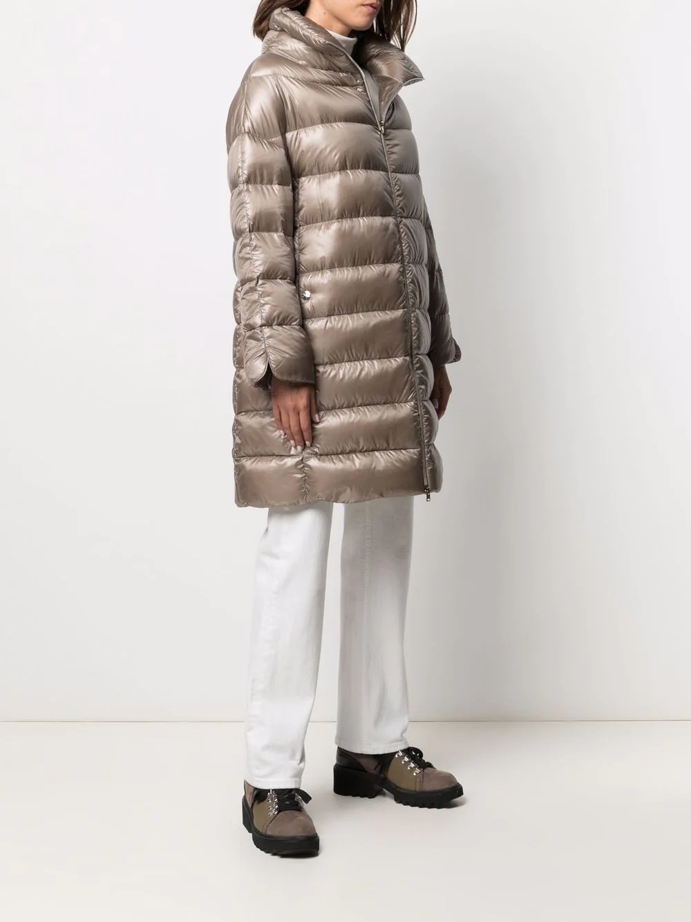 down-feather mid-length coat - 3
