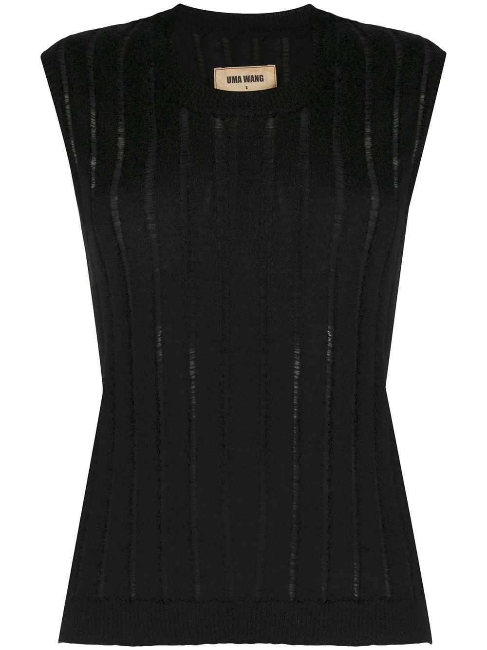 sheer ribbed-knit vest - 1