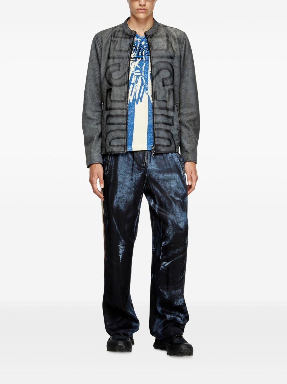 L-Evert-A logo-print leather jacket - 2