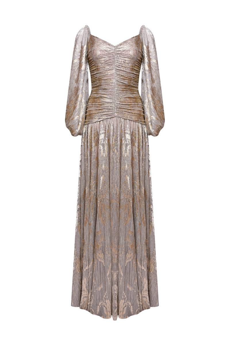 PatBO GOLDEN DUST LUREX LONG SLEEVE GOWN outlook