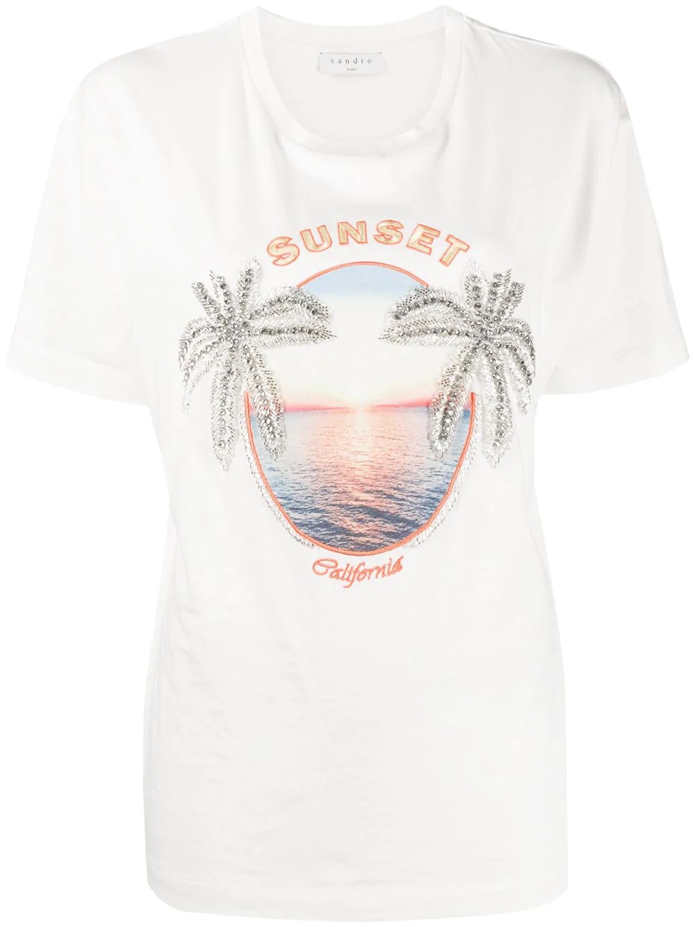 palm tree embellished beach print T-shirt - 1