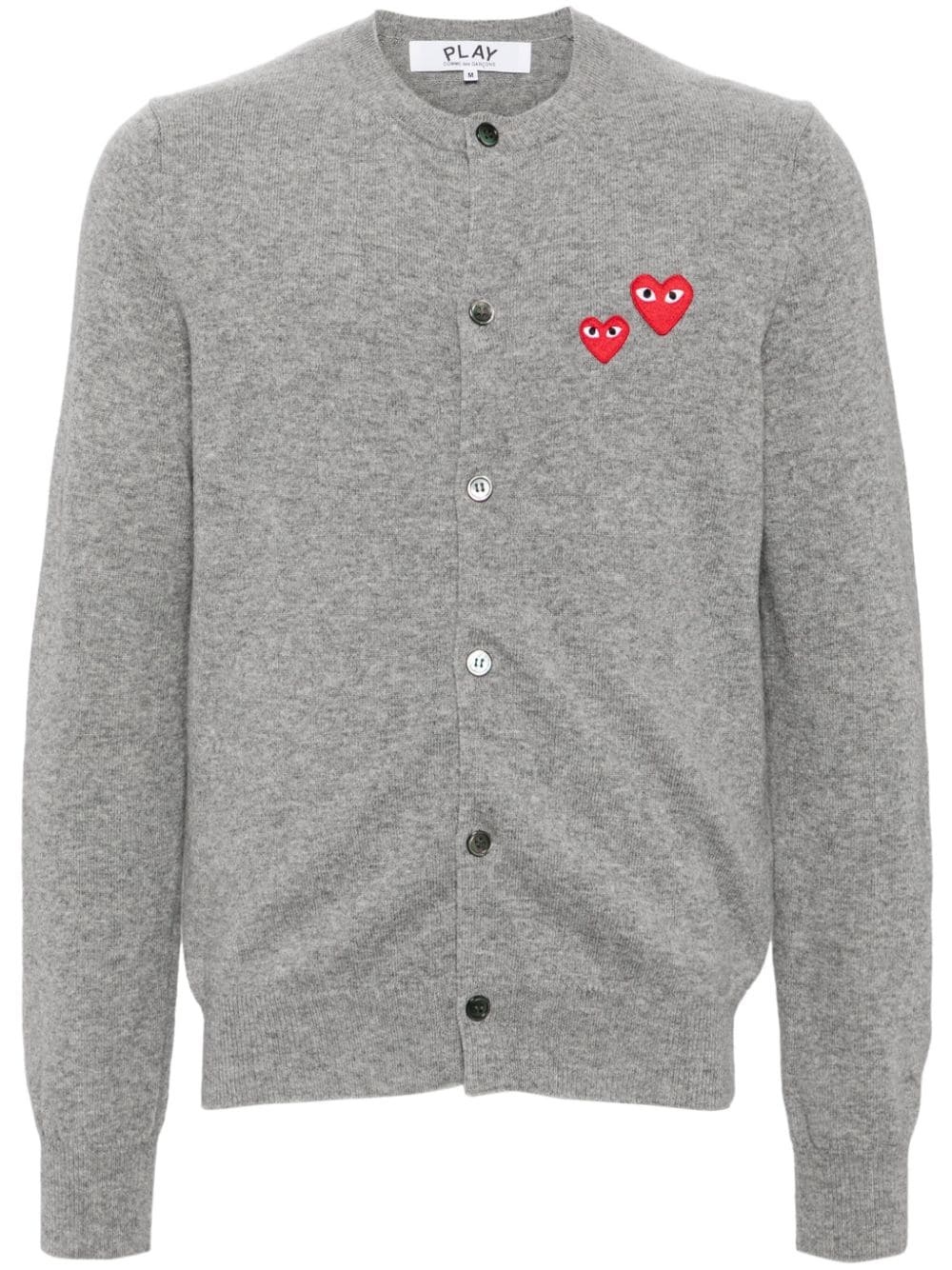 heart-patch wool cardigan - 1