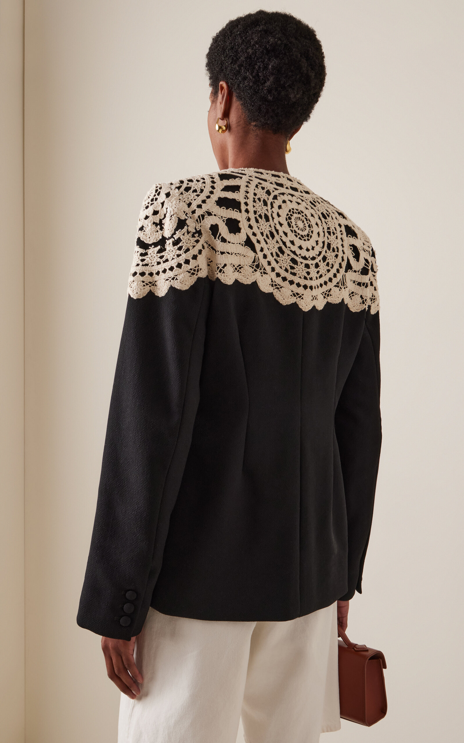 Nara Crochet-Detailed Wool Jacket black - 4