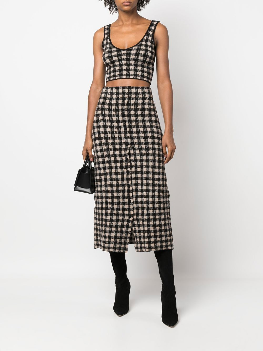 Argia gingham-check crop-top - 2