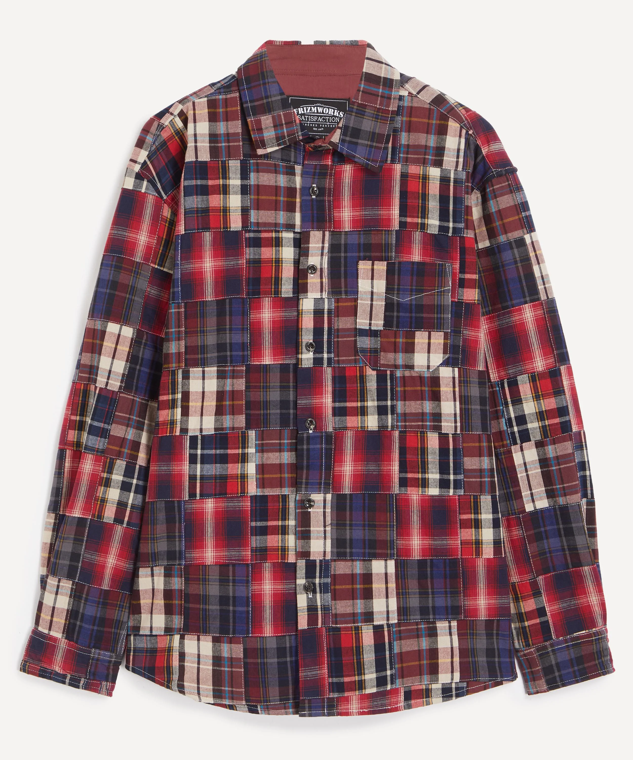 Madras Patchwork Relaxed Shirt in Wine - 1