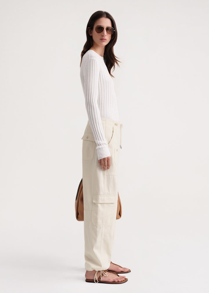 Cotton cargo trousers ecru - 3