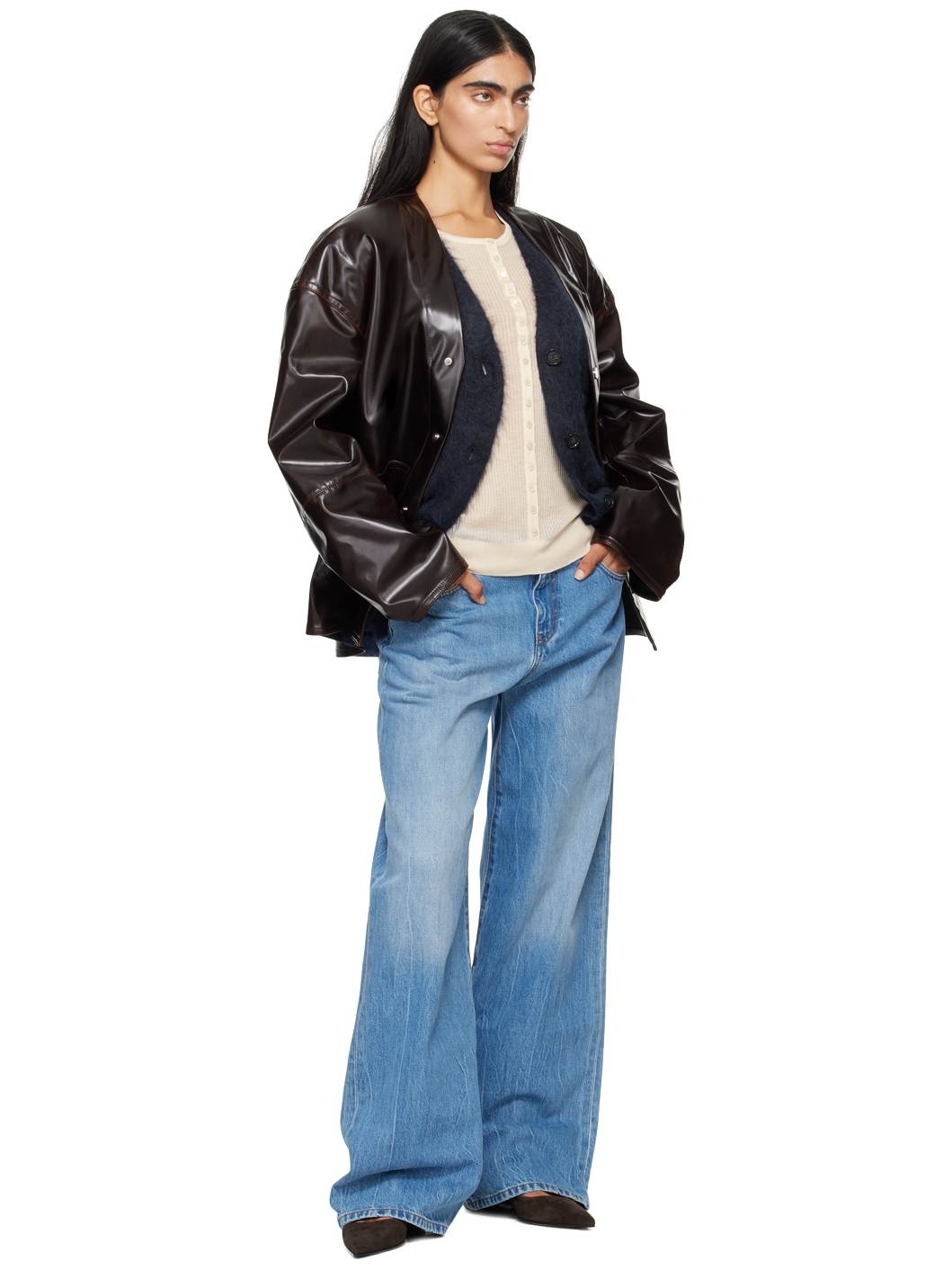 Brown Edee Vegan Leather Jacket - 4