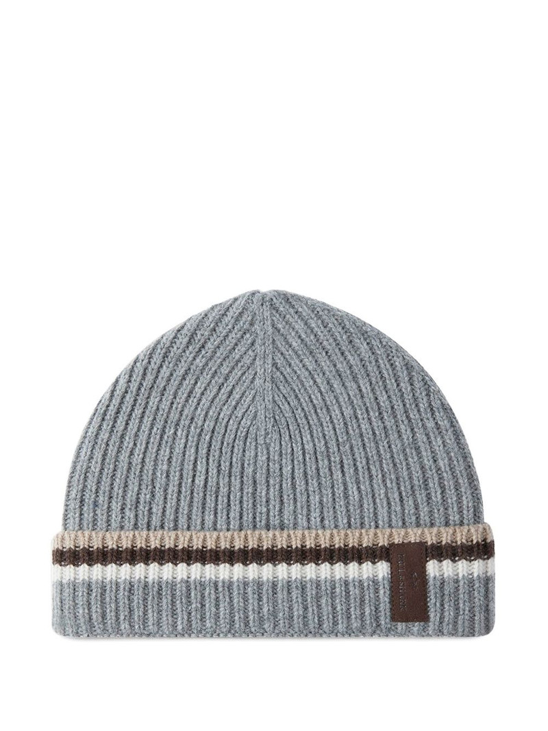 ribbed striped beanie hat 1