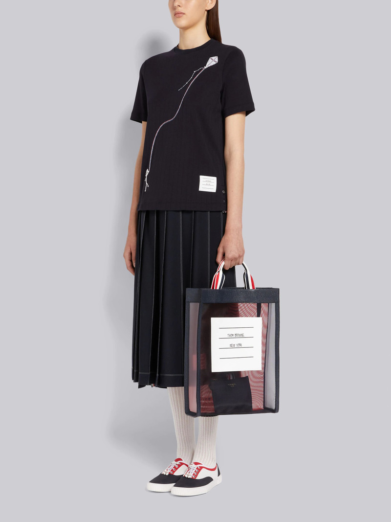 Multicolor Fun-Mix Mesh Paper Label Stripe Handle Vertical Tote 6