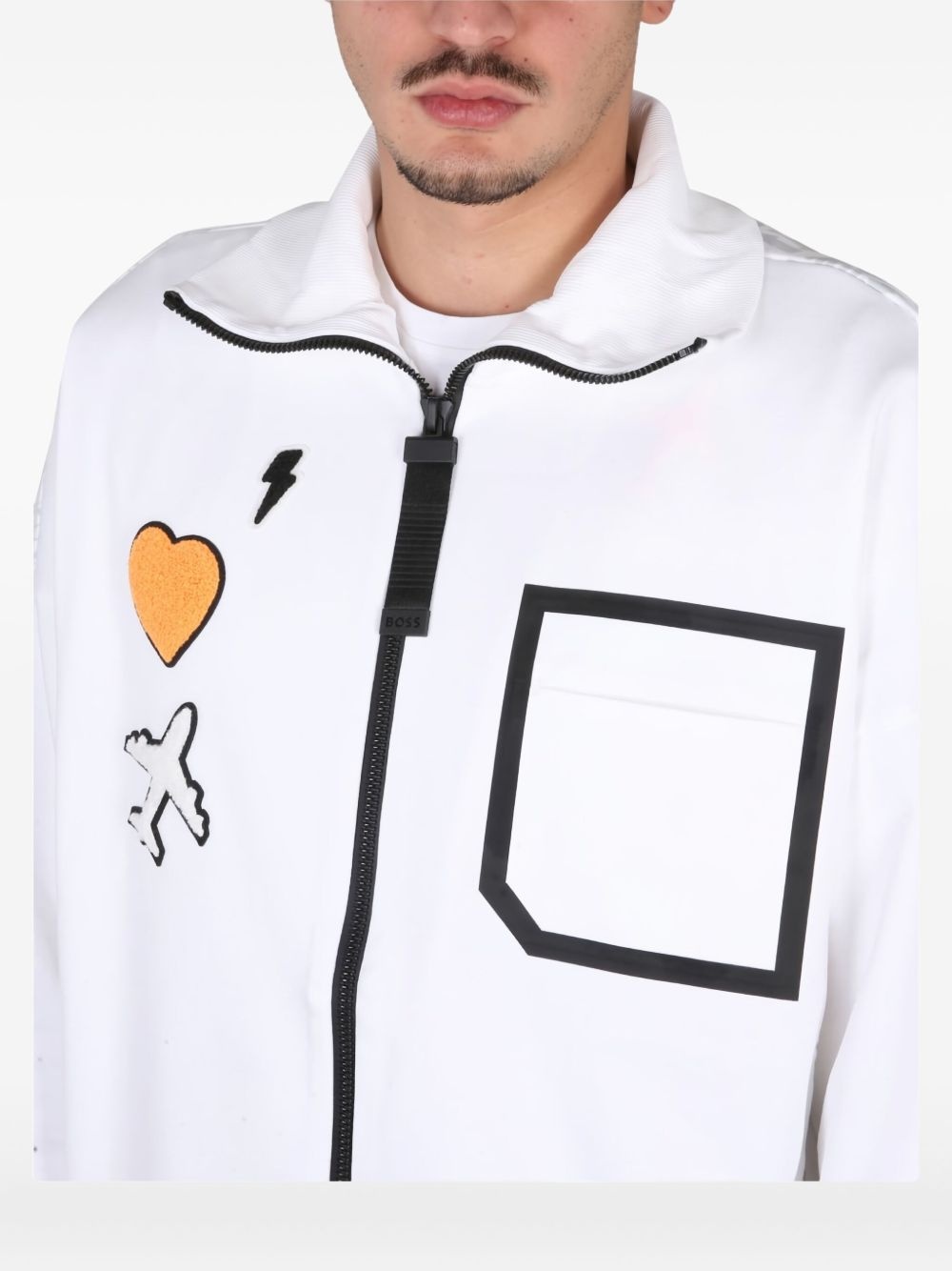 graphic-patch zip-up sweatshirt - 4