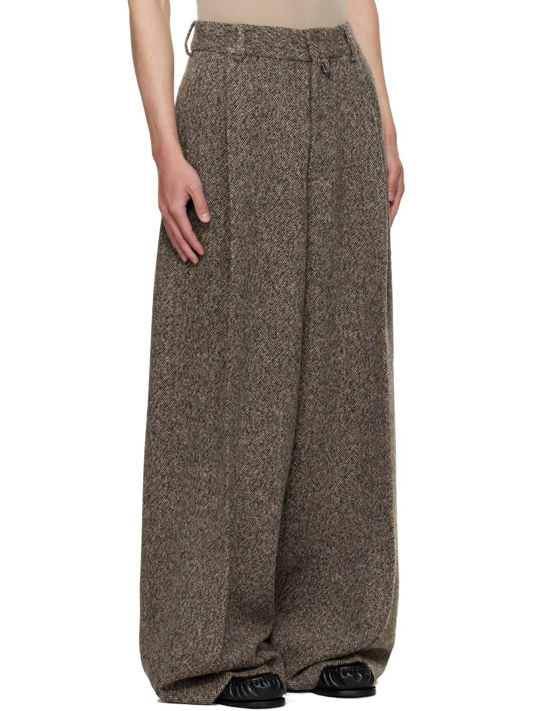 Beige Wide Pleated Trousers - 2