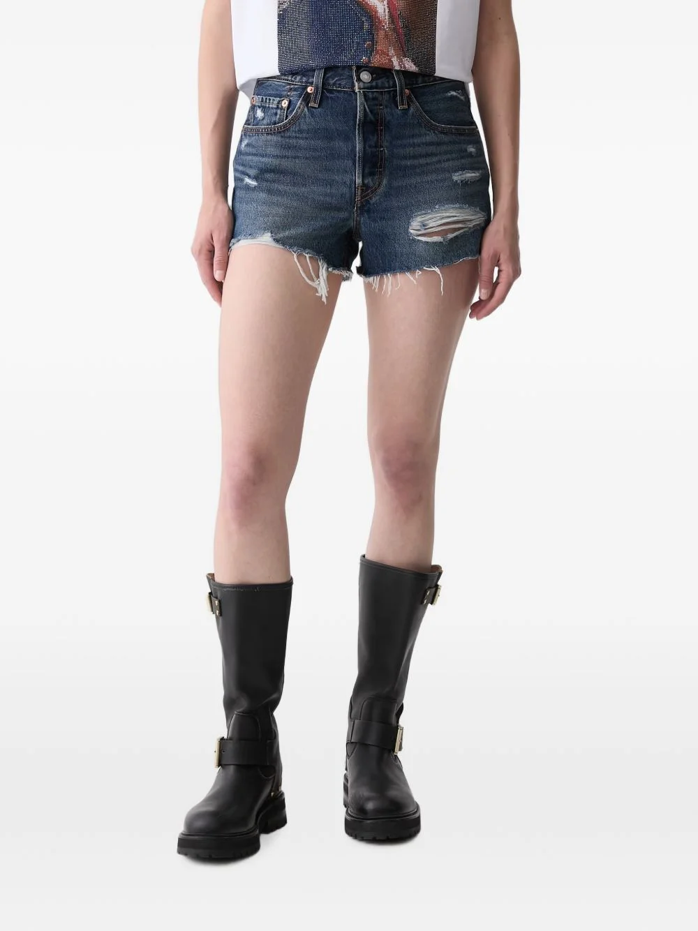 501 distressed-effect denim shorts - 1