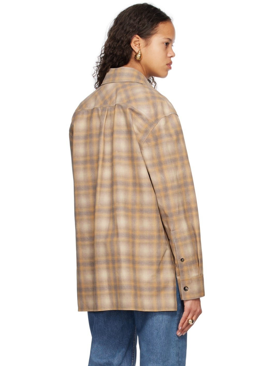 Beige Printed Leather Shirt - 3