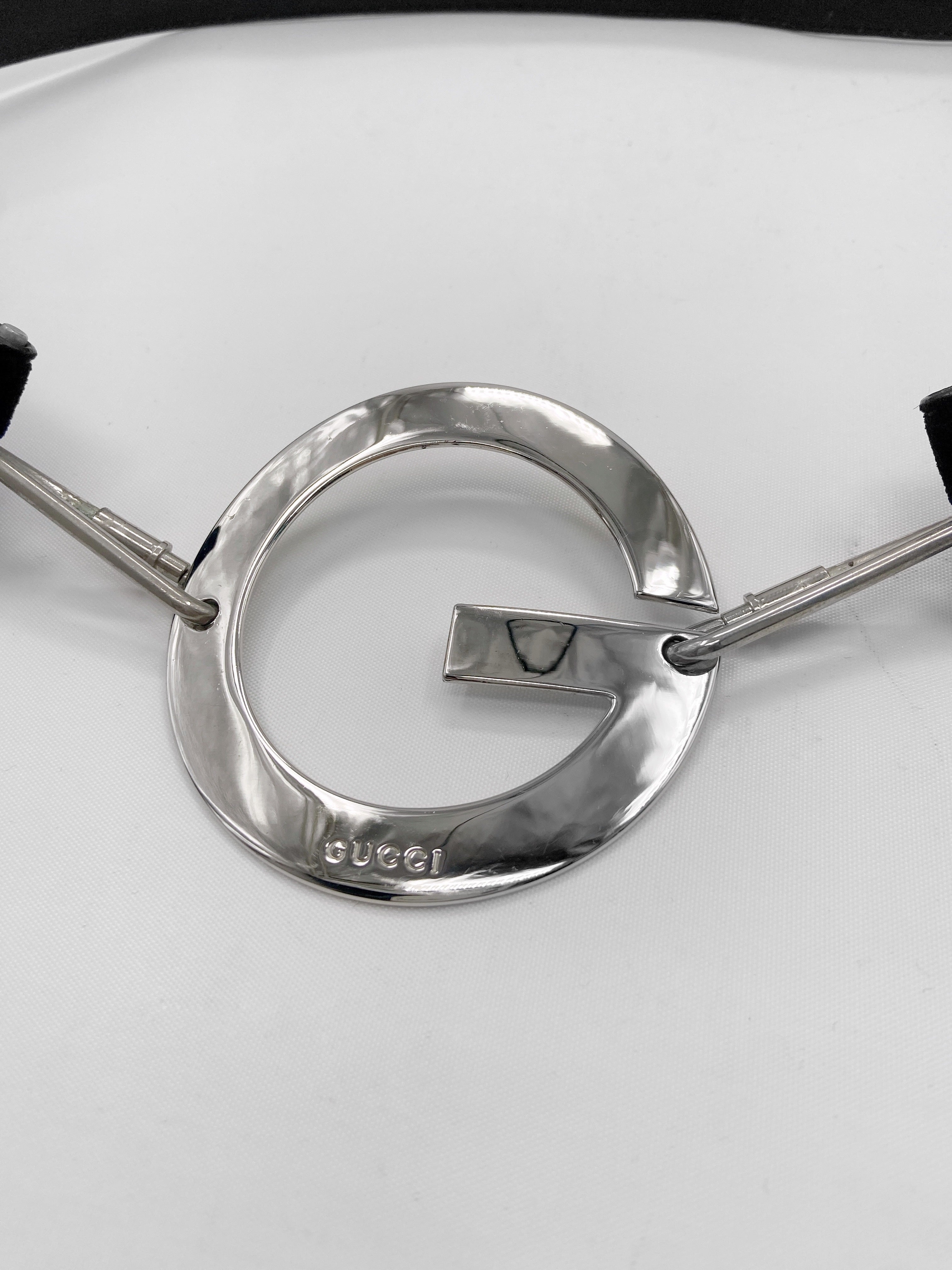 Gucci Spring 1996 Tom Ford “G” Emblem Black Suede Belt 34 - 8