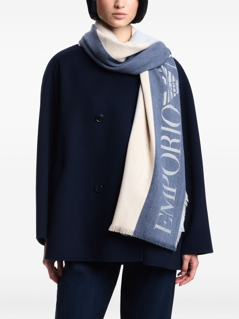 logo-embellished striped scarf - 3