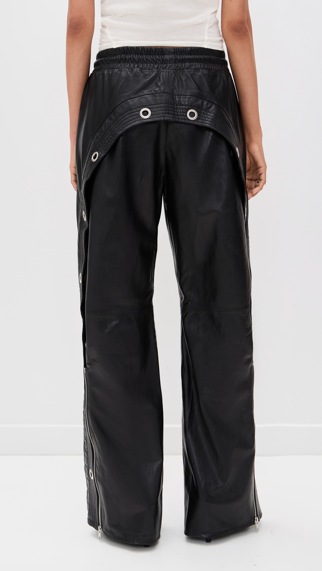 Wide Leg Leather Pants - 3