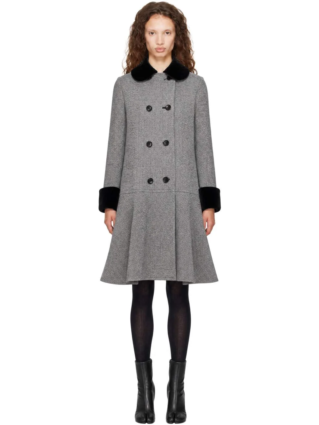 Gray Wool Nylon Tweed Fine Pattern Coat - 1