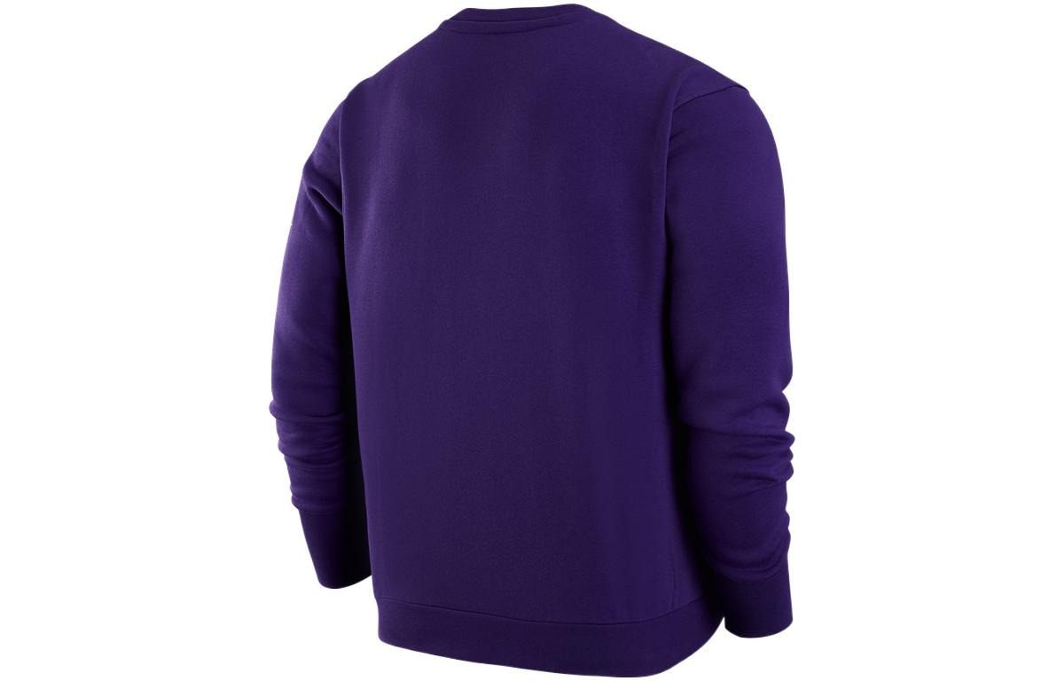 Nike NBA Los Angeles Lakers Courtside Casual Sports Printing Fleece Long Sleeves Purple DH9439-504 - 2