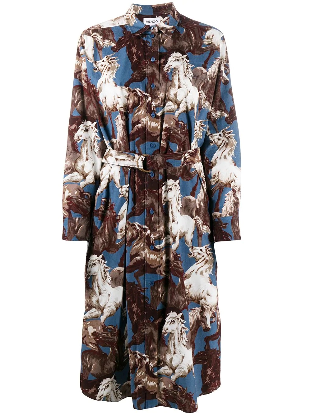 horse-print shirt dress - 1