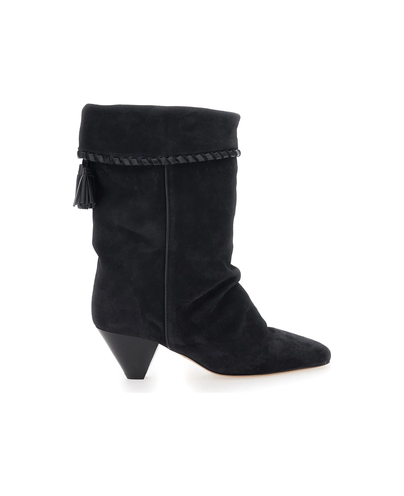'dalby' Black Boots With Pointed Toe And Tassel Fringe In Suede Woman - 1