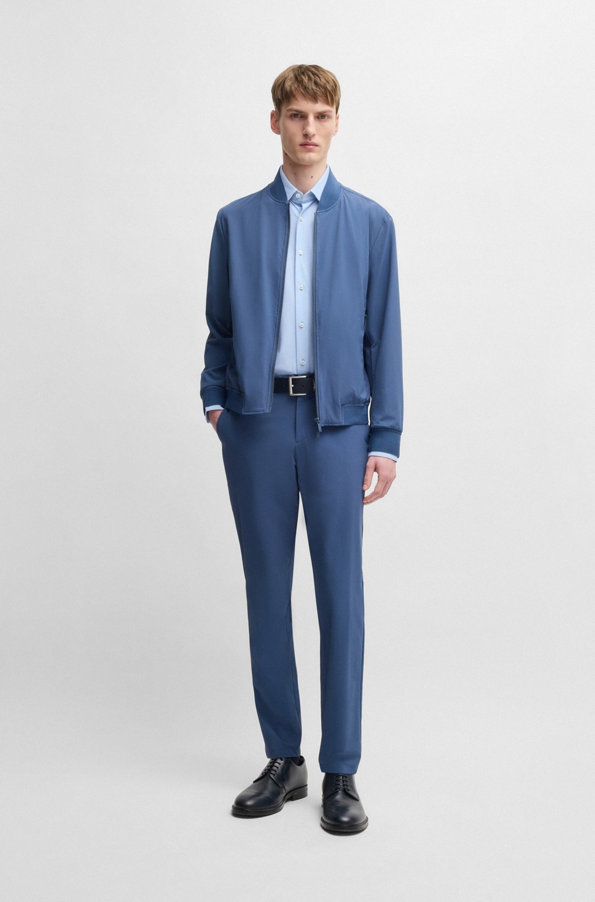 SLIM-FIT SHIRT IN GEOMETRIC-PRINT PERFORMANCE-STRETCH JERSEY - 4