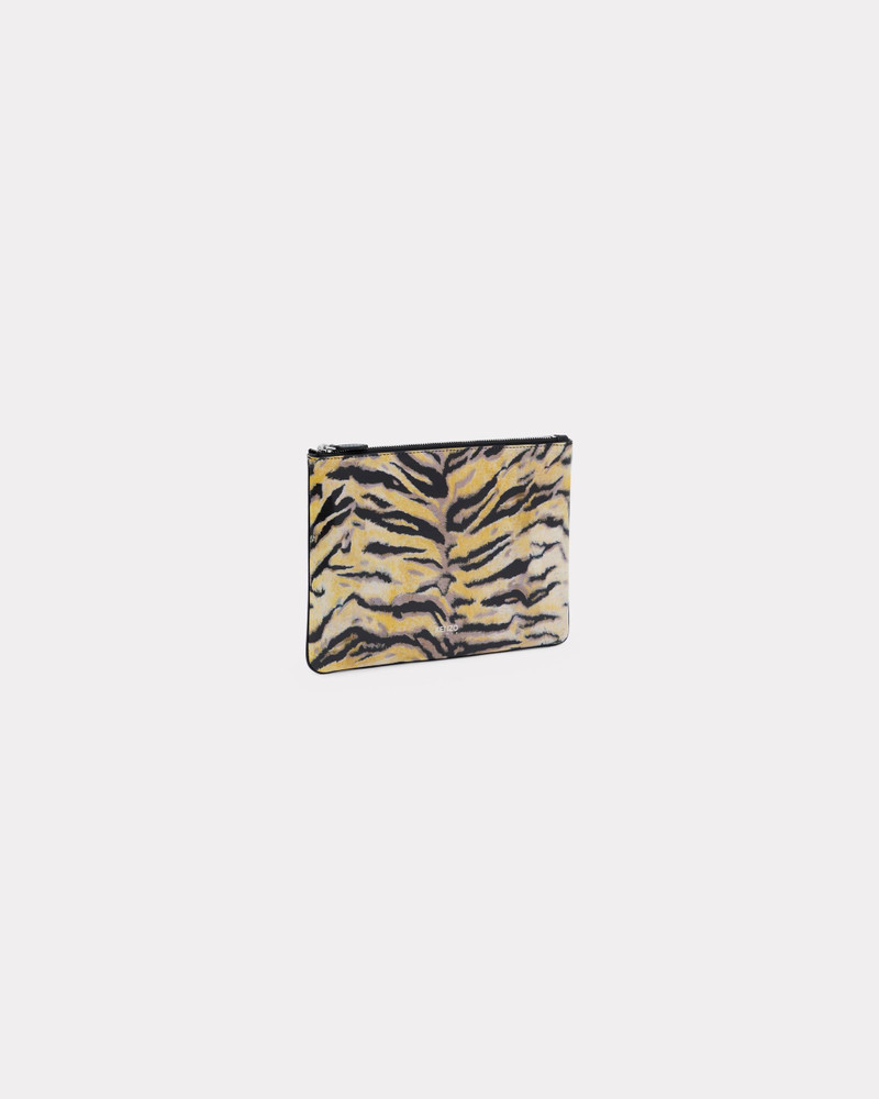 'KENZO Tiger' pouch in leather 1