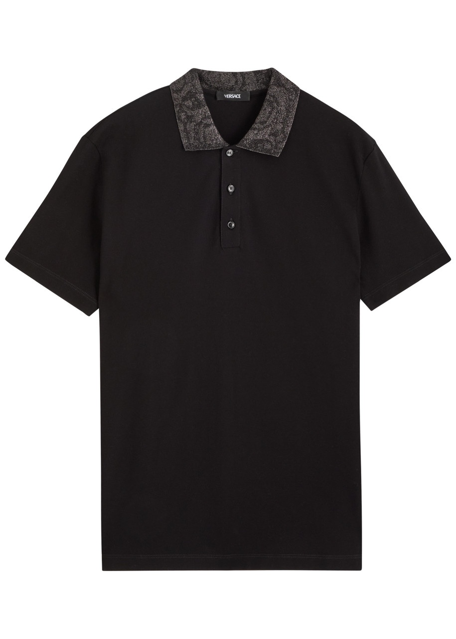 Versace Metallic-weave Cotton Piqué Polo Shirt - 1