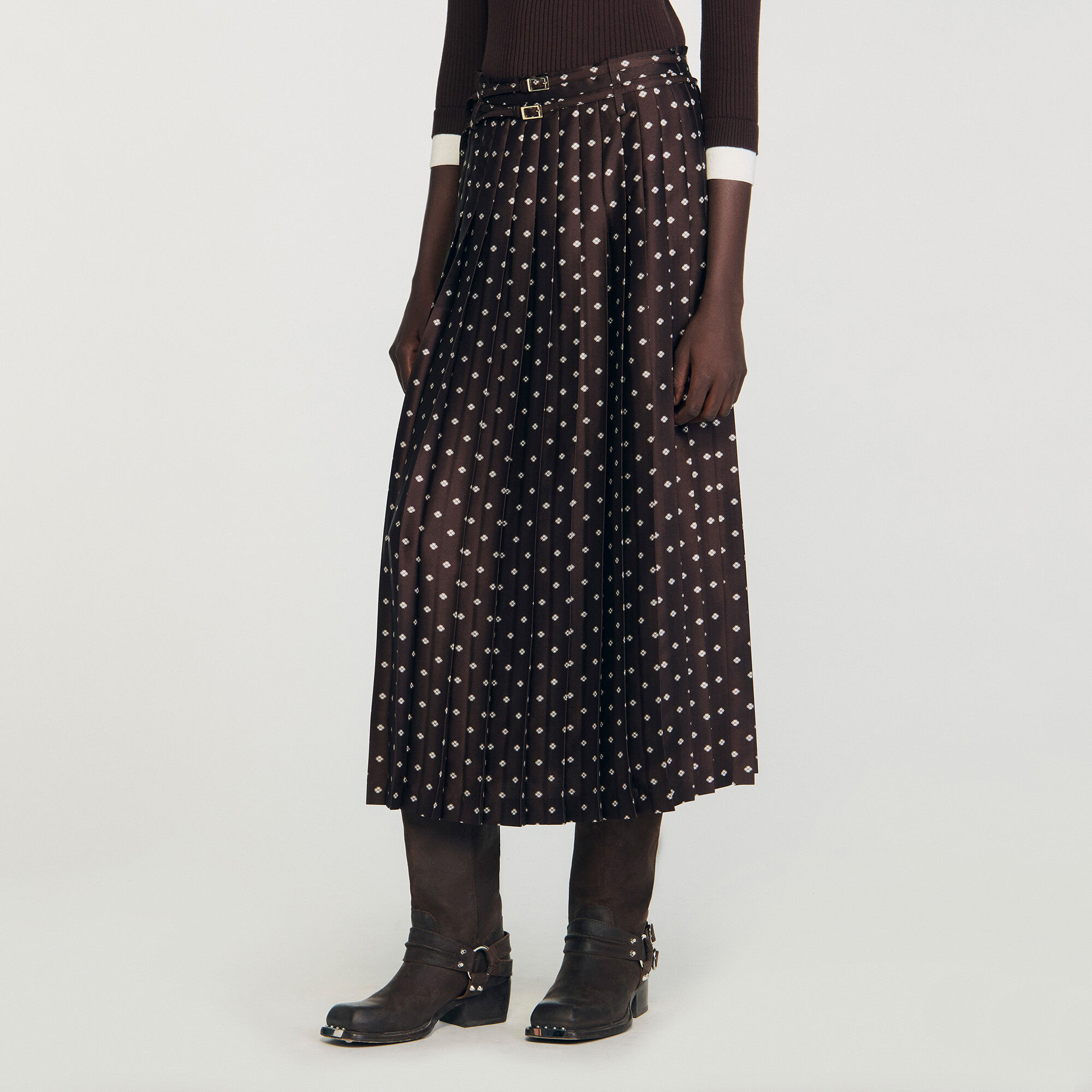 SCARF PRINT MIDI SKIRT - 4