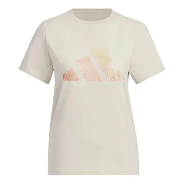 (WMNS) adidas Logo Short Sleeves T-Shirt 'Beige' JL6285 - 1