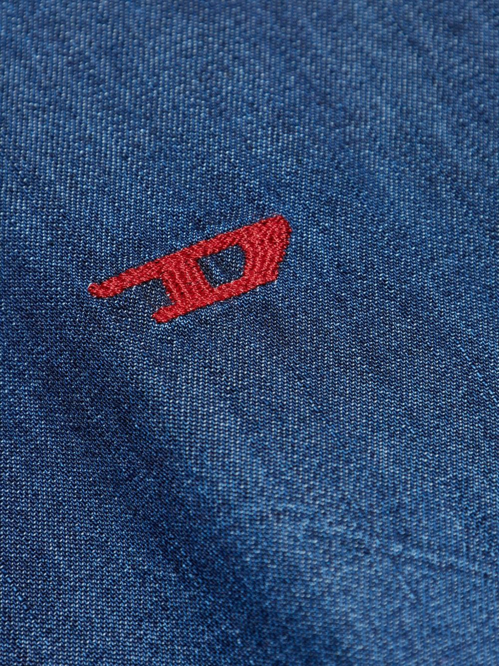 D-Simply embroidered-logo denim shirt - 5