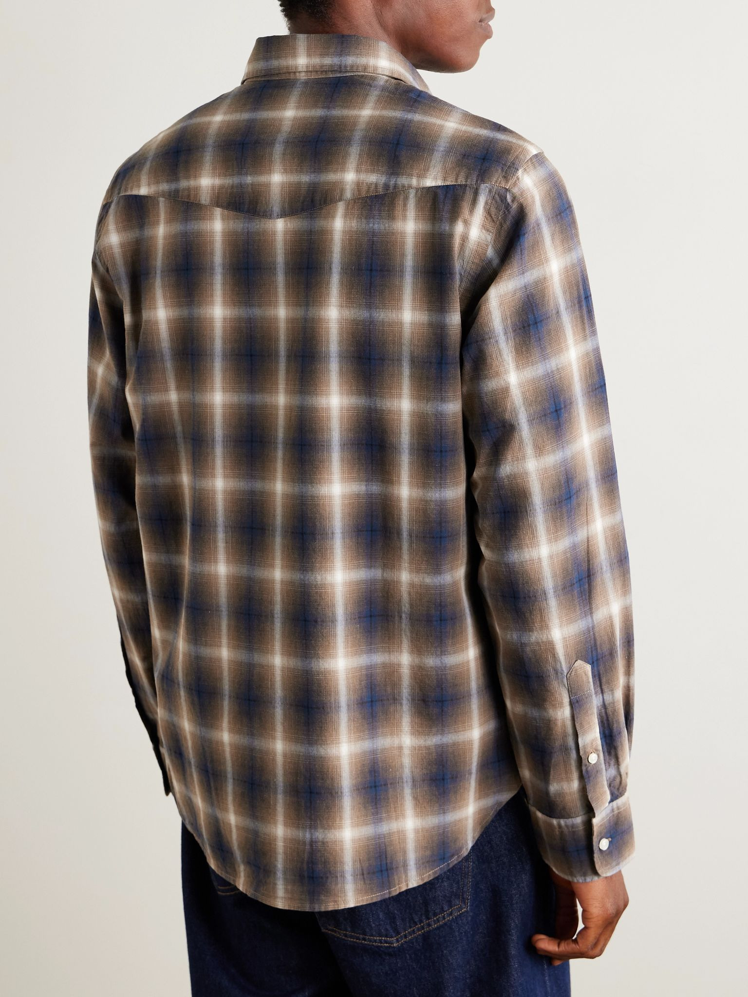 Benoit Checked Cotton-Flannel Shirt Brown - 4