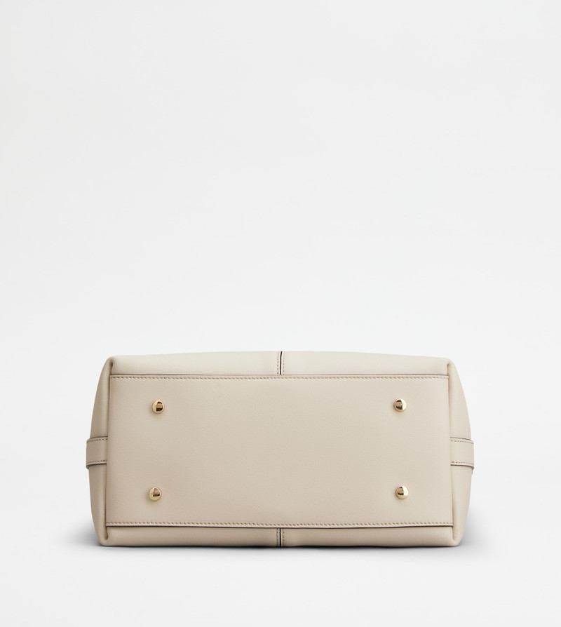 TOTE SHOPPING BAG IN LEATHER SMALL - WHITE 3