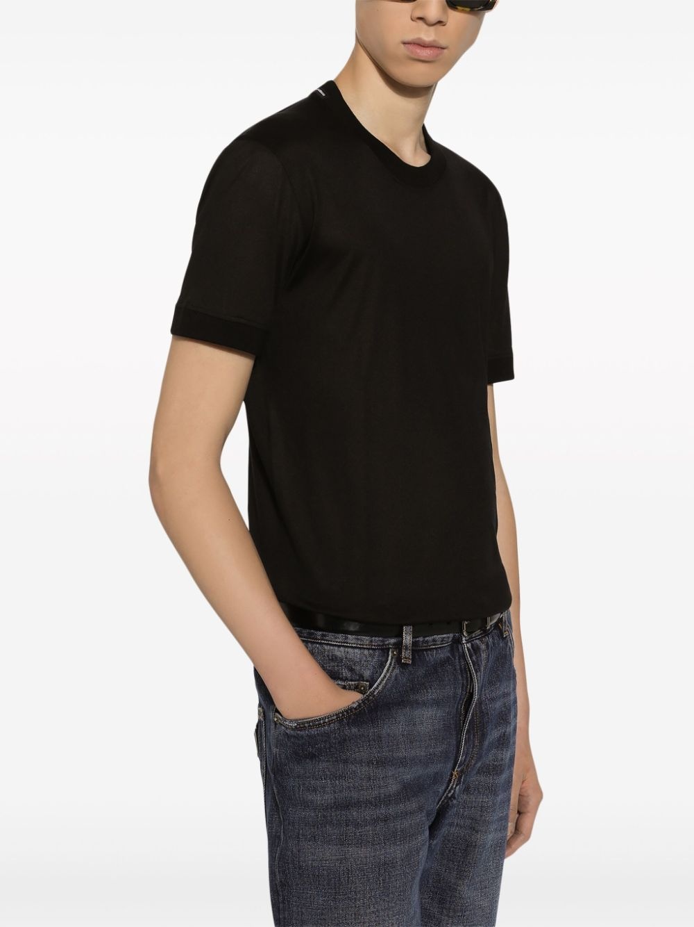 crew-neck silk T-shirt - 5