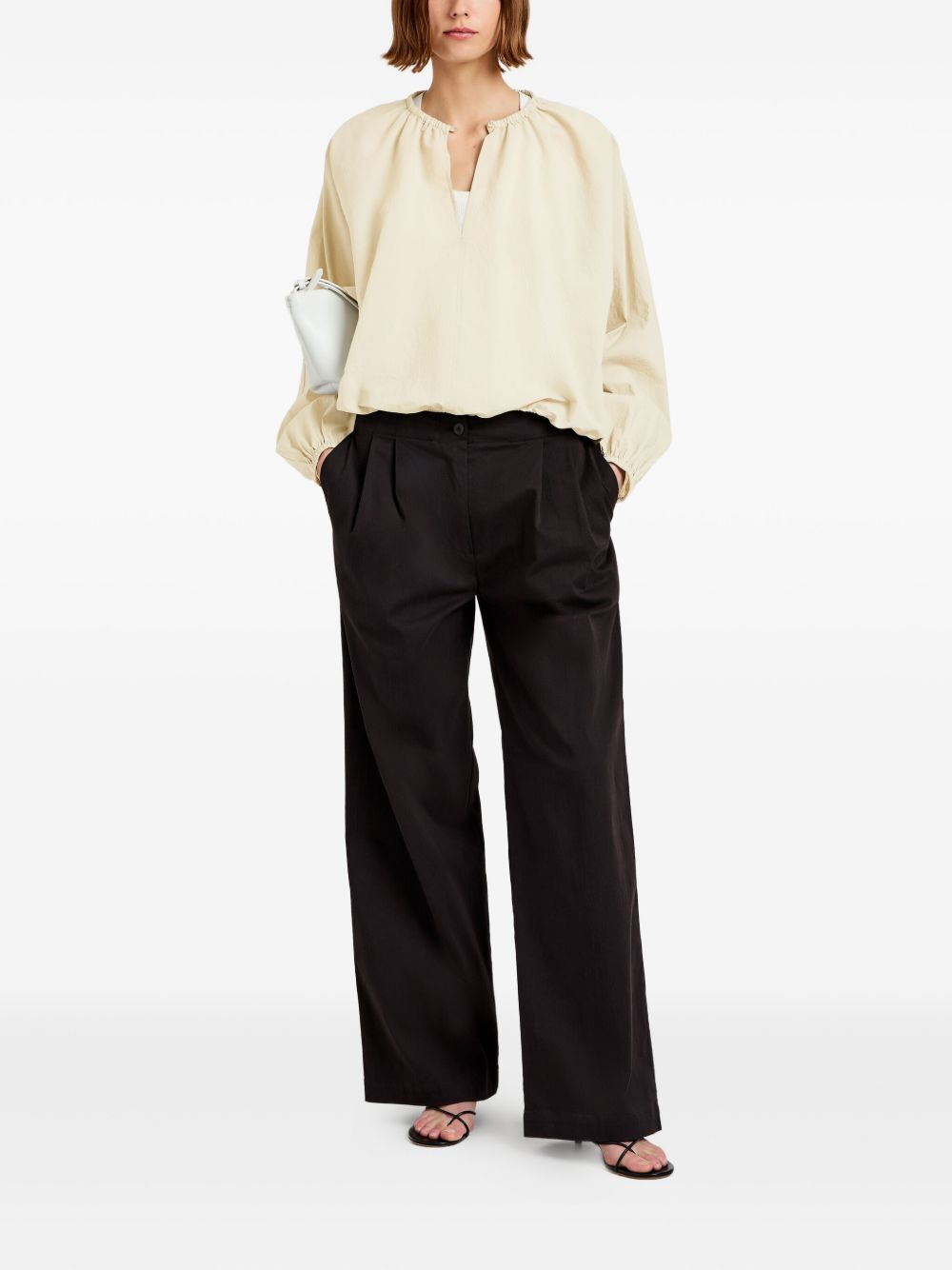 Wendy round-neck balloon-sleeve blouse - 2