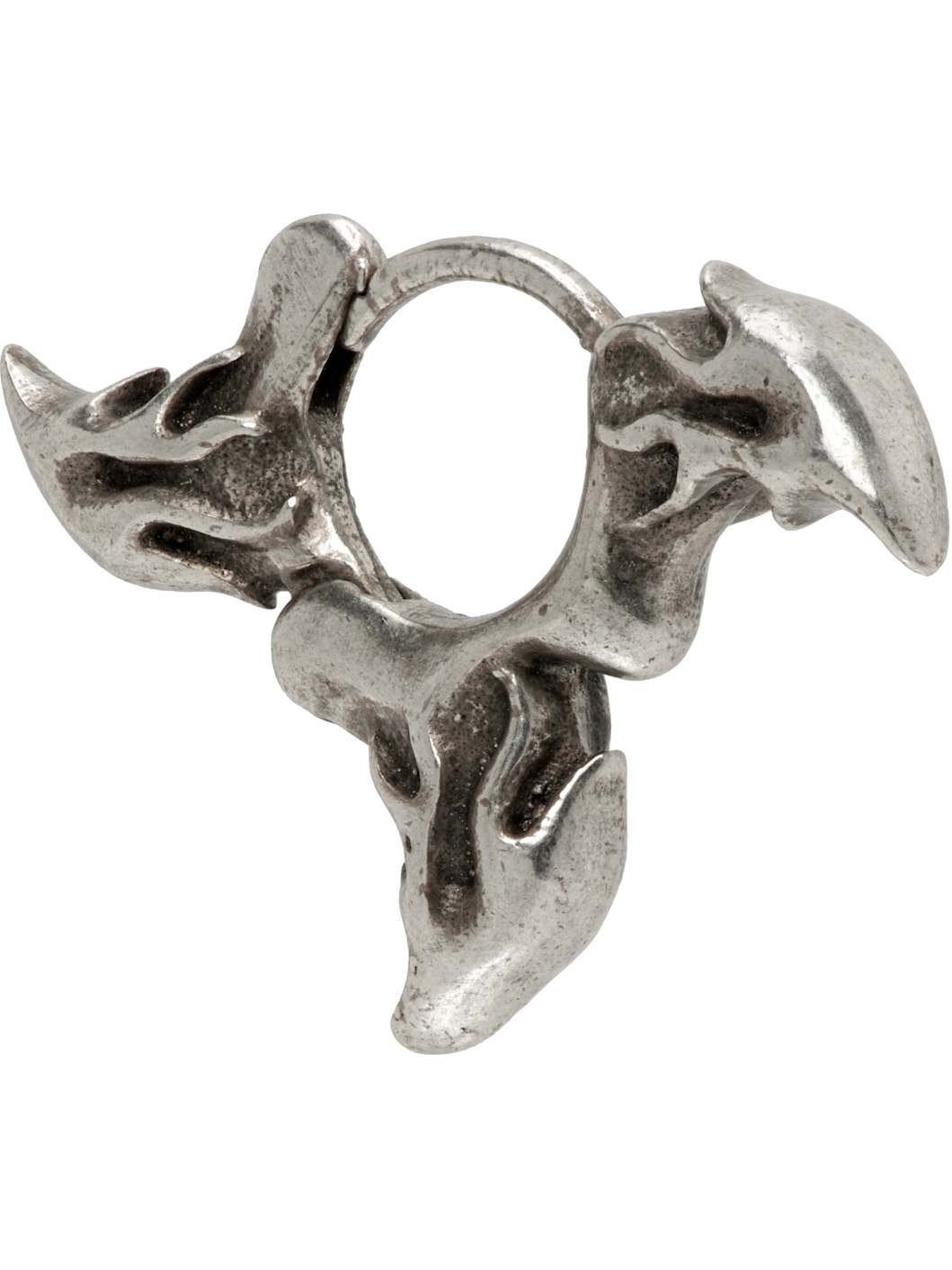 Silver Flame Dagger Single Earring - 2
