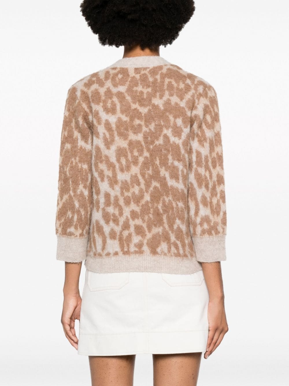 leopard-jacquard cardigan - 4