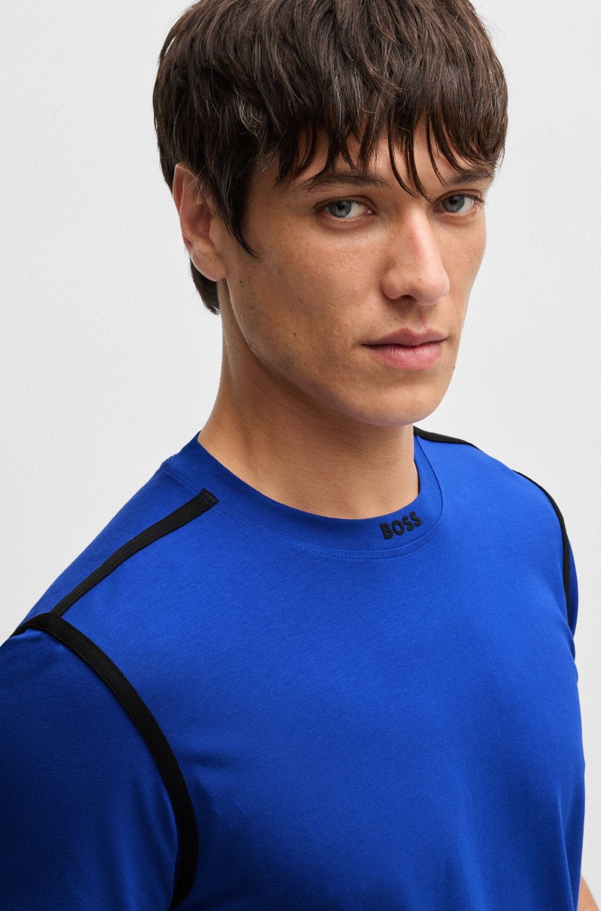 STRETCH-COTTON T-SHIRT WITH TAPE TRIMS - 3