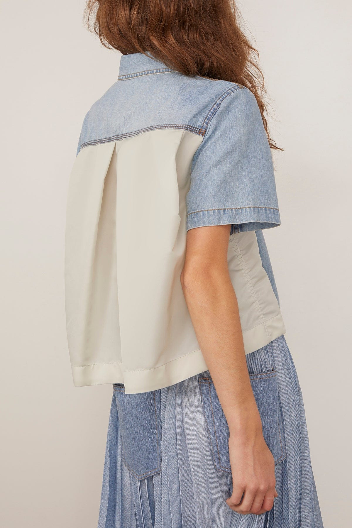 Denim Shirt in Light Blue/Light Gray - 4