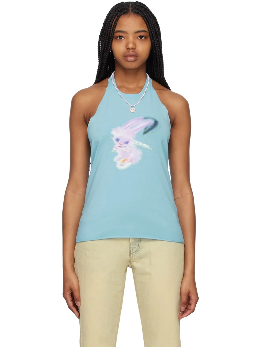 Blue Halter Tank Top - 1