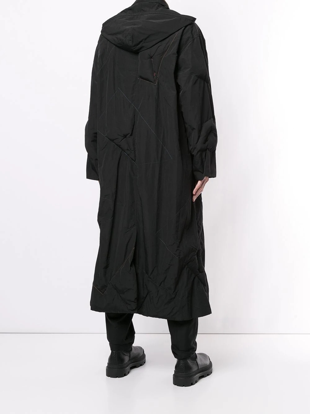 ruched long-sleeve coat - 4