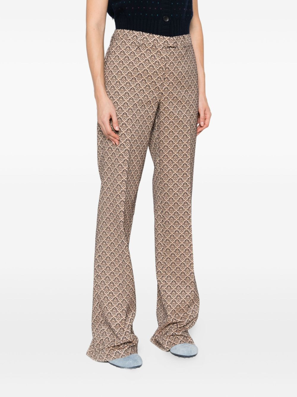 damask-pattern trousers - 3