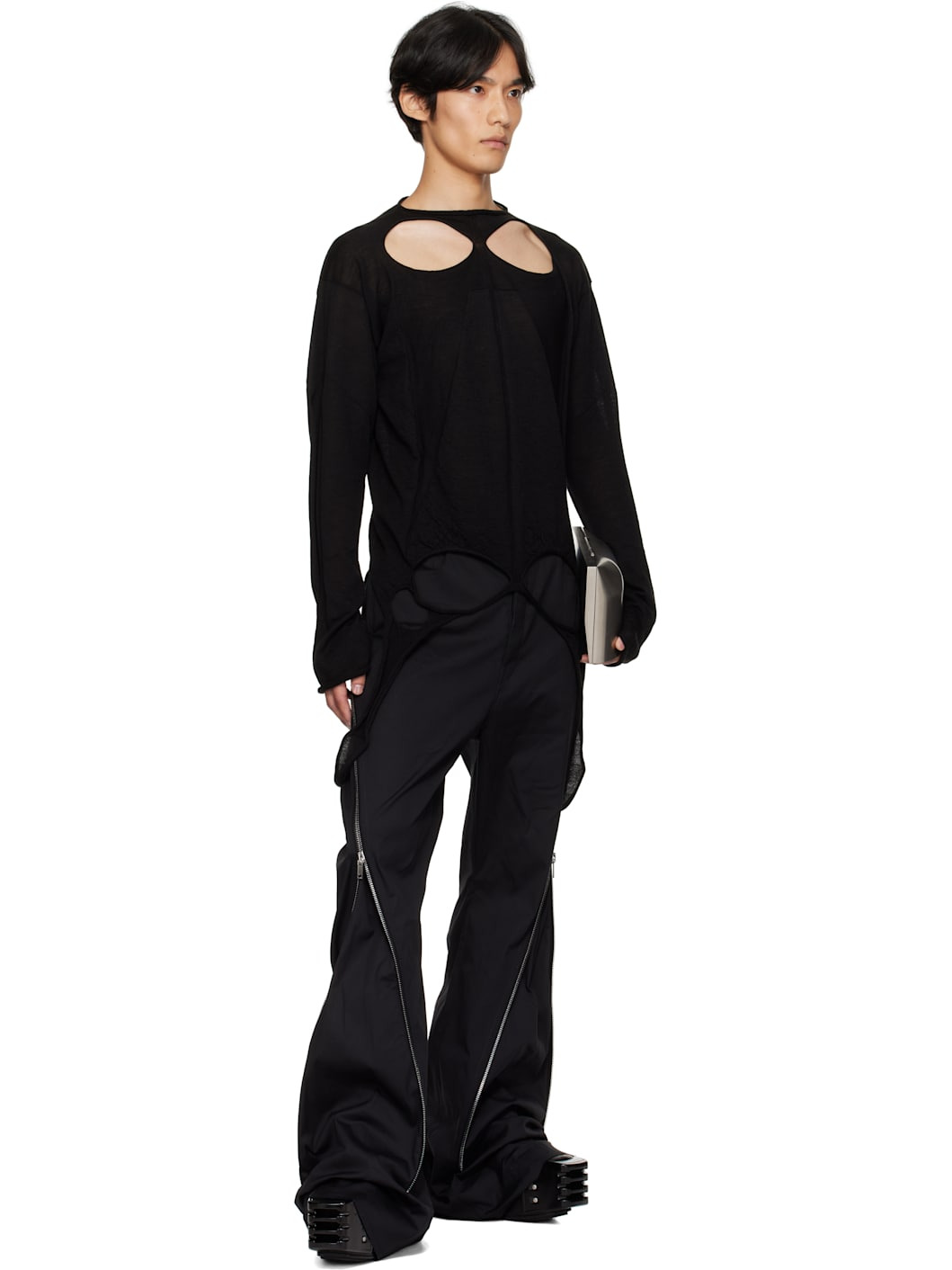Black Concordians Slashed Pull Sweater - 4