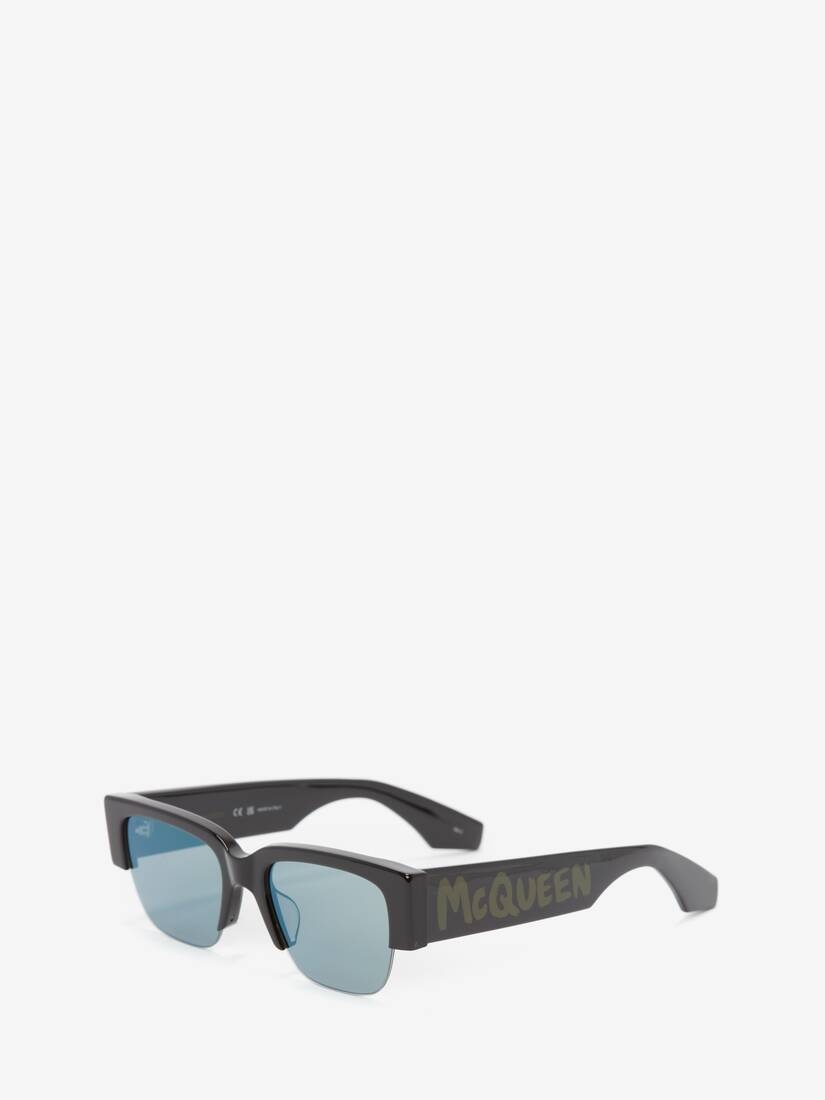 McQueen Graffiti Square Sunglasses in Black/green - 2