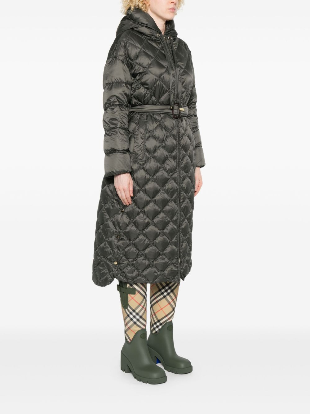 hooded quilted belted jacket - 3