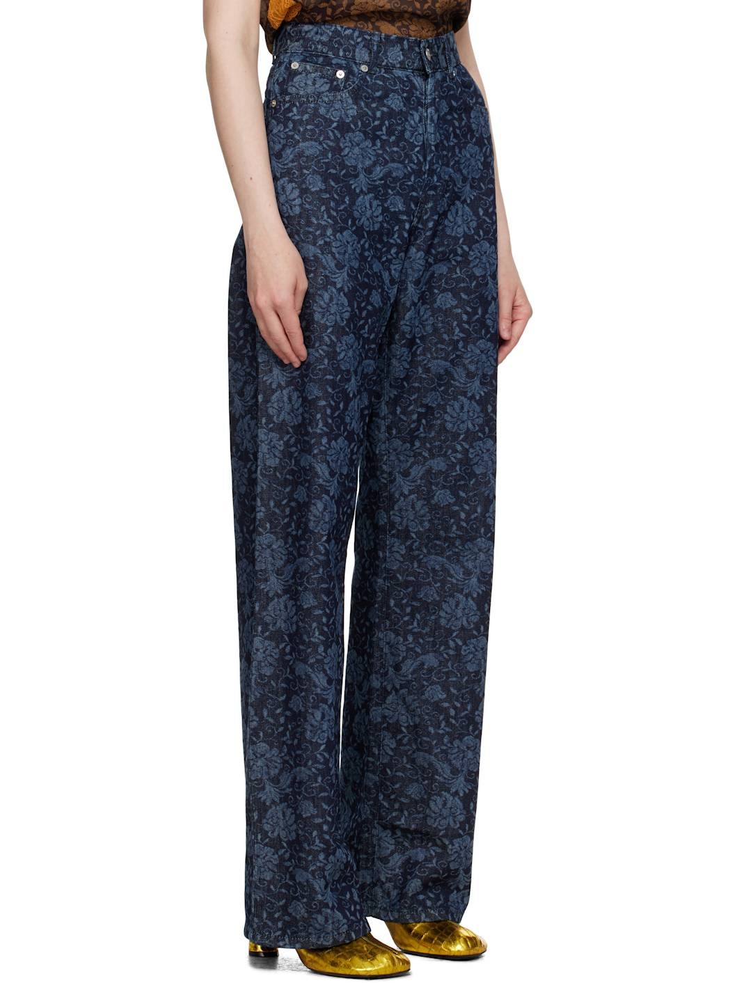 Indigo Printed Denim Jeans - 2