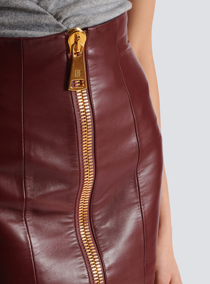 Lambskin leather pencil skirt 6