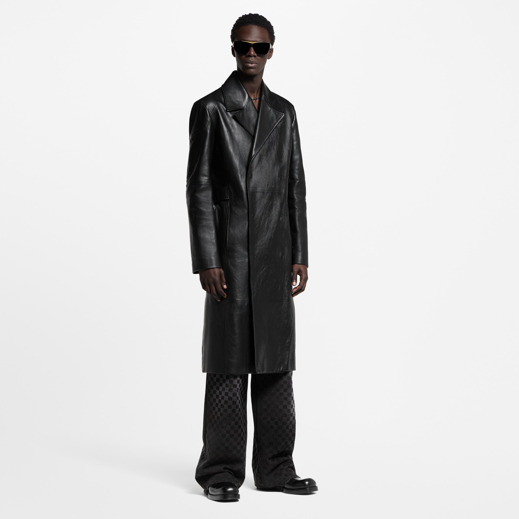 Leather Double-Breasted Coat - 4