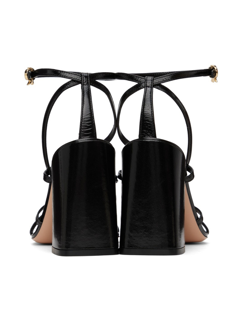 Black Leather Heeled Sandals 2